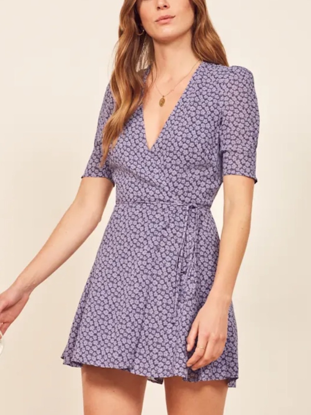 Reformation Lucky Mini Dress in Purple Floral